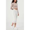 imageODODOS Womens Cross Waist Yoga Capris with Inner Pocket 19quot Inseam Gathered Crossover Workout Cropped Yoga PantsWhite