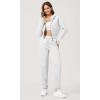 imageODODOS Womens Jogger Sweatpants Cotton French Terry High Waist Casual Lounge Pants with PocketsHeather White