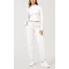 imageODODOS Womens Jogger Sweatpants Cotton French Terry High Waist Casual Lounge Pants with PocketsWhite