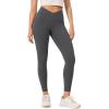 imageODODOS Buttery Soft Cross Waist Leggings with Pockets for Women ODCLOUD 25quot  28quot Crossover Lounge Yoga PantsCharcoal