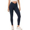 imageODODOS Buttery Soft Cross Waist Leggings with Pockets for Women ODCLOUD 25quot  28quot Crossover Lounge Yoga PantsDeep Navy