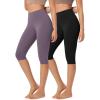 imageODODOS ODLEX 2Pack High Waist Knee Length Workout Capris for Women 14quot19quot Tummy Control Athletic Running Capri LeggingsBlackash Violet