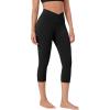 imageODODOS Womens Cross Waist Yoga Capris with Inner Pocket 19quot Inseam Gathered Crossover Workout Cropped Yoga PantsBlack