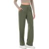 imageODODOS Womens Modal Soft Classic Pants Mid Rise PullOn Lounge Casual Work Pants with PocketsDark Sage