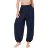 imageODODOS Womens Wide Leg Pants with Pockets Lightweight Loose Draped Casual Palazzo Lounge Pajama Harem PantsMidnight