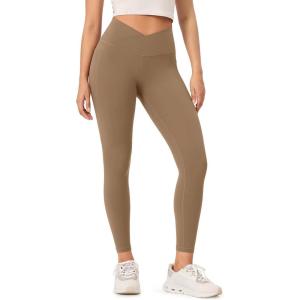 imageODODOS Buttery Soft Cross Waist Leggings with Pockets for Women ODCLOUD 25quot  28quot Crossover Lounge Yoga PantsLight Brown