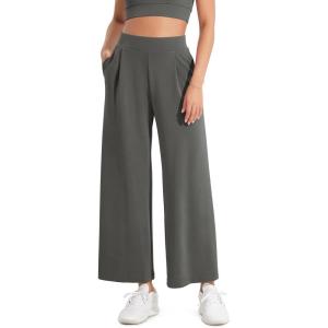 imageODODOS Modal Soft Wide Leg Cropped Pants for Women High Waist Casual Relaxed Pants with Pockets25 InseamCharcoal