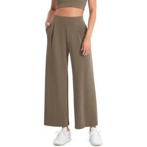 imageODODOS Modal Soft Wide Leg Cropped Pants for Women High Waist Casual Relaxed Pants with Pockets25 InseamEspresso