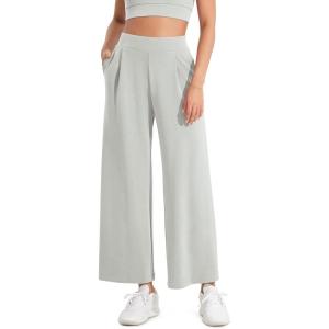 imageODODOS Modal Soft Wide Leg Cropped Pants for Women High Waist Casual Relaxed Pants with Pockets25 InseamFrosted Mint