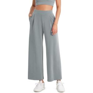 imageODODOS Modal Soft Wide Leg Cropped Pants for Women High Waist Casual Relaxed Pants with Pockets25 InseamGrey Blue