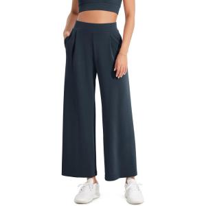 imageODODOS Modal Soft Wide Leg Cropped Pants for Women High Waist Casual Relaxed Pants with Pockets25 InseamNavy