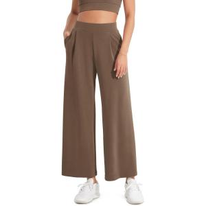 imageODODOS Modal Soft Wide Leg Cropped Pants for Women High Waist Casual Relaxed Pants with Pockets25 InseamNutria