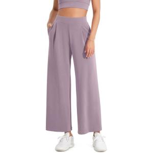 imageODODOS Modal Soft Wide Leg Cropped Pants for Women High Waist Casual Relaxed Pants with Pockets25 InseamTaro Purple