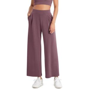 imageODODOS Modal Soft Wide Leg Cropped Pants for Women High Waist Casual Relaxed Pants with Pockets25 InseamTulipwood