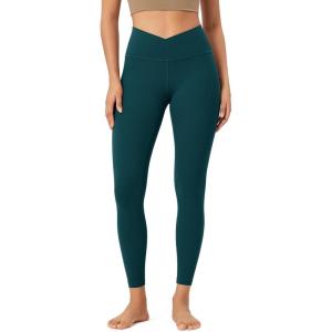 imageODODOS Womens Buttery Soft Cross Waist Leggings ODCLOUD 25quot  28quot Crossover Lounge Yoga PantsForest Teal