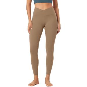 imageODODOS Womens Buttery Soft Cross Waist Leggings ODCLOUD 25quot  28quot Crossover Lounge Yoga PantsLight Brown