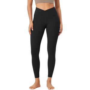 imageODODOS Womens Buttery Soft Cross Waist Leggings ODCLOUD 25quot  28quot Crossover Lounge Yoga PantsOnyx Black Grey