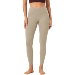imageODODOS Womens Buttery Soft Cross Waist Leggings ODCLOUD 25quot  28quot Crossover Lounge Yoga PantsShaker Beige