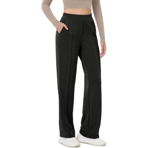 imageODODOS Womens Modal Soft Classic Pants Mid Rise PullOn Lounge Casual Work Pants with PocketsBlack