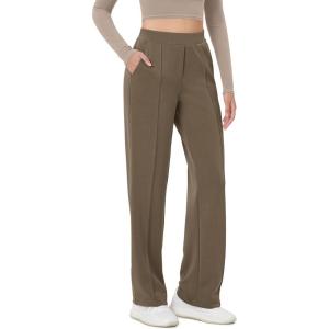 imageODODOS Womens Modal Soft Classic Pants Mid Rise PullOn Lounge Casual Work Pants with PocketsEspresso