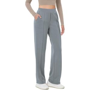 imageODODOS Womens Modal Soft Classic Pants Mid Rise PullOn Lounge Casual Work Pants with PocketsGrey Blue