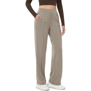 imageODODOS Womens Modal Soft Classic Pants Mid Rise PullOn Lounge Casual Work Pants with PocketsKhaki
