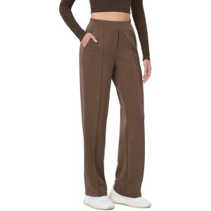 imageODODOS Womens Modal Soft Classic Pants Mid Rise PullOn Lounge Casual Work Pants with PocketsNutria