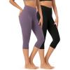 imageODODOS ODCLOUD 2Pack Buttery Soft Lounge Yoga Capris for Women 14quot  19quot  21quot High Waist Capri LeggingsBlackash Violet
