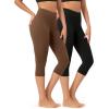 imageODODOS ODCLOUD 2Pack Buttery Soft Lounge Yoga Capris for Women 14quot  19quot  21quot High Waist Capri LeggingsBlackbrunette