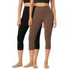imageODODOS ODCLOUD 2Pack Buttery Soft Lounge Yoga Capris for Women 14quot  19quot  21quot High Waist Capri LeggingsBlackbrunette