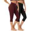 imageODODOS ODCLOUD 2Pack Buttery Soft Lounge Yoga Capris for Women 14quot  19quot  21quot High Waist Capri LeggingsBlackburgundy