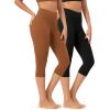 imageODODOS ODCLOUD 2Pack Buttery Soft Lounge Yoga Capris for Women 14quot  19quot  21quot High Waist Capri LeggingsBlackcaramel