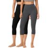 imageODODOS ODCLOUD 2Pack Buttery Soft Lounge Yoga Capris for Women 14quot  19quot  21quot High Waist Capri LeggingsBlackcharcoal