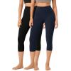 imageODODOS ODCLOUD 2Pack Buttery Soft Lounge Yoga Capris for Women 14quot  19quot  21quot High Waist Capri LeggingsBlackdeep Navy