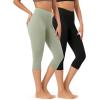 imageODODOS ODCLOUD 2Pack Buttery Soft Lounge Yoga Capris for Women 14quot  19quot  21quot High Waist Capri LeggingsBlacklime Stone