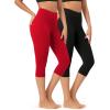 imageODODOS ODCLOUD 2Pack Buttery Soft Lounge Yoga Capris for Women 14quot  19quot  21quot High Waist Capri LeggingsBlackred