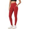 imageODODOS ODLEX 78 High Waist Workout Leggings with Pockets for Women 25quot28quot Tummy Control Athletic Yoga PantsRed