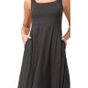 imageODODOS Square Neck Midi Dress with Pockets for Women Summer Casual Sleeveless Sundress Flare Tank DressCharcoal