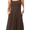 imageODODOS Square Neck Midi Dress with Pockets for Women Summer Casual Sleeveless Sundress Flare Tank DressDark Brown