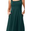 imageODODOS Square Neck Midi Dress with Pockets for Women Summer Casual Sleeveless Sundress Flare Tank DressDark Green