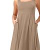 imageODODOS Square Neck Midi Dress with Pockets for Women Summer Casual Sleeveless Sundress Flare Tank DressKhaki