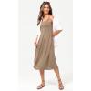 imageODODOS Square Neck Midi Dress with Pockets for Women Summer Casual Sleeveless Sundress Flare Tank DressKhaki