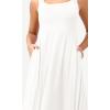 imageODODOS Square Neck Midi Dress with Pockets for Women Summer Casual Sleeveless Sundress Flare Tank DressWhite