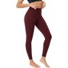 imageODODOS BodyHugging Workout Leggings with Back Pocket for Women 25quot 28quot High Waist Yoga PantsBurgundy
