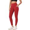 imageODODOS ODLEX 78 High Waist Workout Leggings with Pockets for Women 25quot28quot Tummy Control Athletic Yoga PantsRed