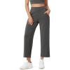 imageODODOS Womens Modal Soft Relaxed Cropped Pants High Waist Casual Wide Leg Pants with Pockets  25quot InseamCharcoal