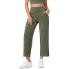 imageODODOS Womens Modal Soft Relaxed Cropped Pants High Waist Casual Wide Leg Pants with Pockets  25quot InseamDark Sage