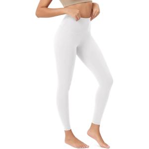imageODODOS BodyHugging Workout Leggings with Back Pocket for Women 25quot 28quot High Waist Yoga PantsWhite