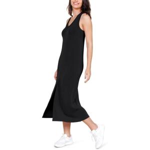 imageODODOS Modal Soft Front Split Midi Dress for Women V Neck Sleeveless Casual Summer Tank DressBlack