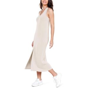 imageODODOS Modal Soft Front Split Midi Dress for Women V Neck Sleeveless Casual Summer Tank DressIvory